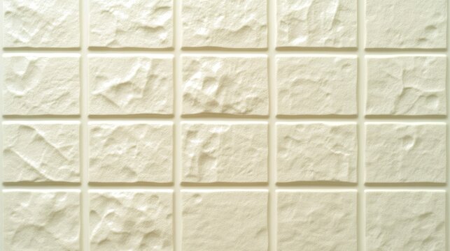 Off white textured wall tile grid pattern background close up shot textured off white square tile pattern for interior wall design background