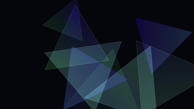 Translucent geometric triangles float in a seamless looping dark background sequence