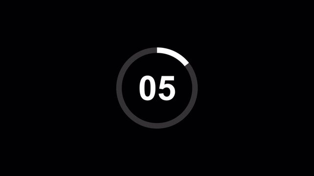 20 second countup timer animation on transparent background. 20 second circle countup timer 1 to 20 second with alpha channel.