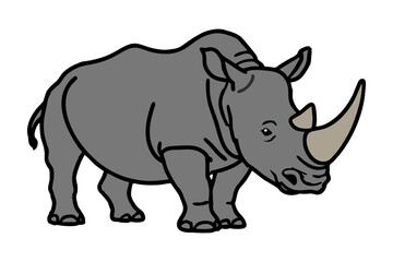 Fototapeta premium African rhinoceros isolated - gray rhino with long horn vector