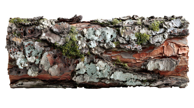 A piece of pine bark with moss