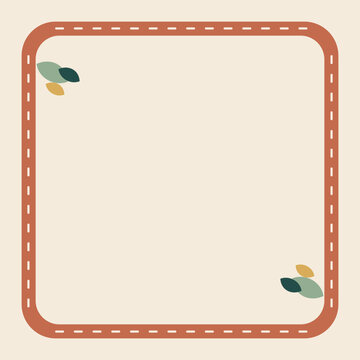 Stitched border with botanical accents and central copy space
