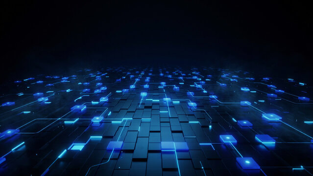 Advanced digital network grid with glowing nodes and interconnected data connections technology connection computing internet information structure infrastructure communication abstract
