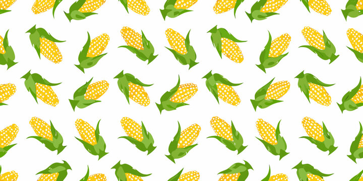 Corn pattern a seamless repeating vector illustration on white background