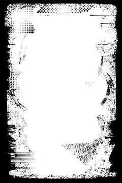 Glitch distorted grungy isolated layers . Design element for brochure, social media, posters, flyers. Overlay texture.Textured banner with Distress effect .Vector halftone dots . Screen print texture