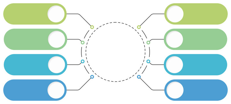 Infographic template with central circle and eight rounded label options