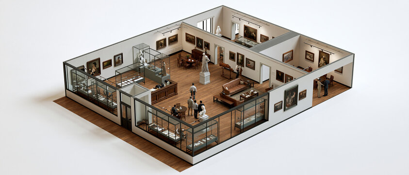 Architectural 3D Cutaway Interior Floor Plan Model