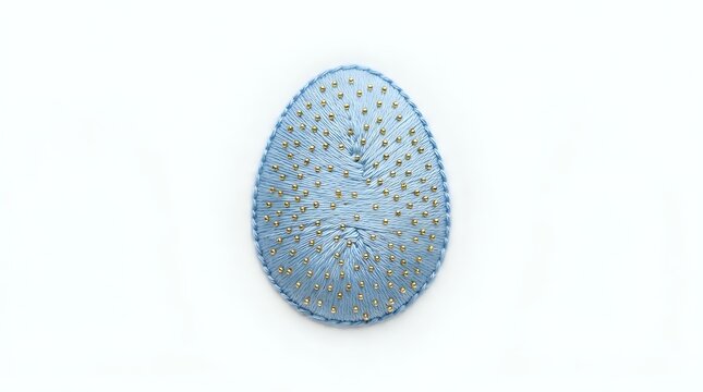 Textured blue egg with intricate dotted surface pattern and organic ridged details