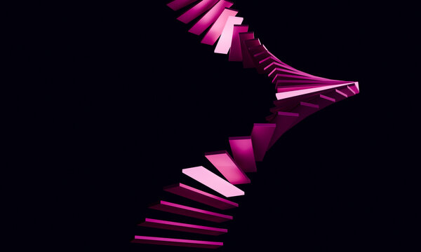 Magenta 3D Slabs Twist across a Dark Field