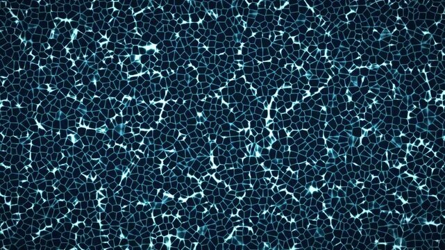 Abstract oceanic bioluminescent caustic shimmer with intricate patterns and deep blue tones