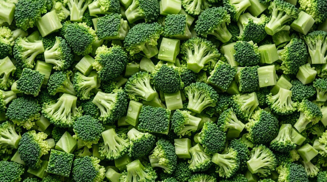 Diced Fresh Broccoli Pieces Prepared for Cooking Texture