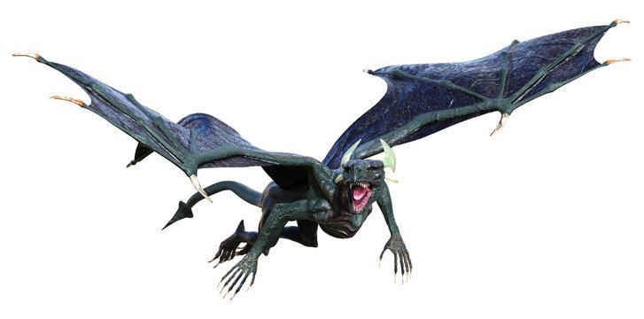 3D Rendering Fairy Tale Dragon on White