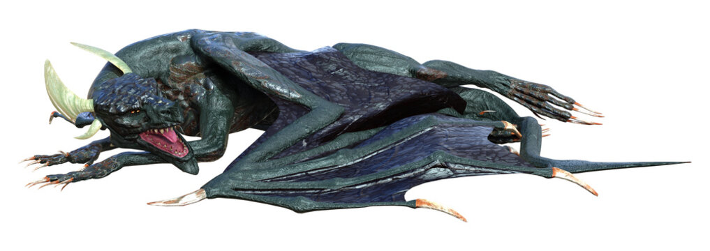 3D Rendering Fairy Tale Dragon on White