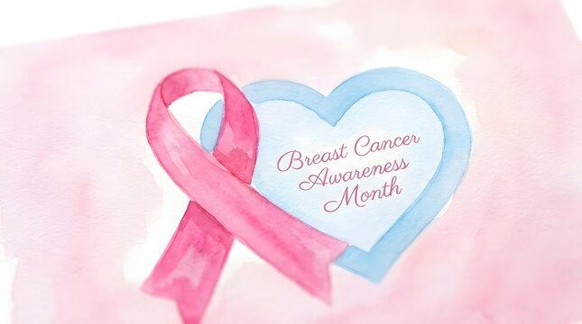 Pink ribbon and heart symbolizing breast cancer awareness and hope for recovery