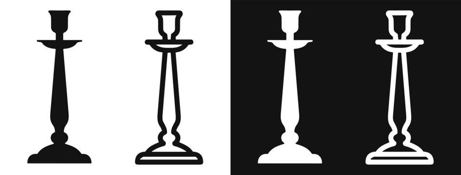Classic candlestick holder icon set vector illustration