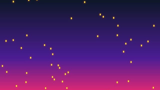 Pixelated Night Sky Gradient with Twinkling Yellow Stars Background