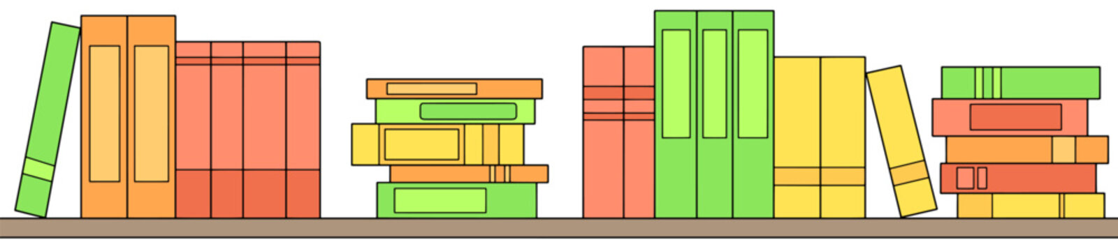 Book shelf long graphic color sketch illustration vector