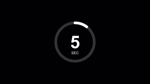 20 second countup timer animation on transparent background. 20 second circle countup timer 1 to 20 second with alpha channel.