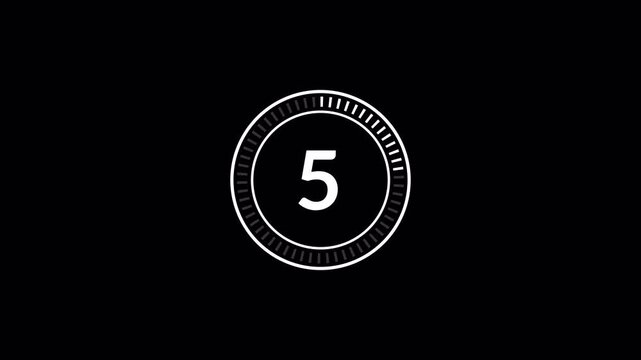 20 second countup timer animation on transparent background. 20 second circle countup timer 1 to 20 second with alpha channel.