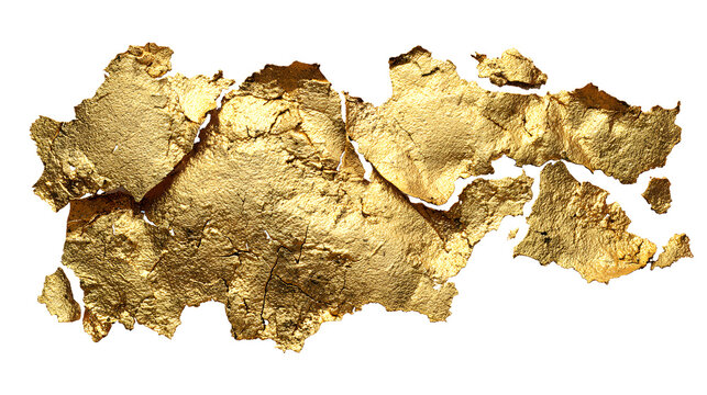 A patch of wrinkled gold leaf metal