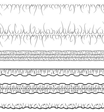 Ruffle and gathering vector pattern brushes, frills, shirring, smocking and gathered trims for fashion CAD, flats and tech packs