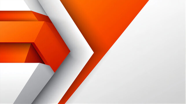 Minimalist flat geometric background featuring bold orange-red shapes on white. Diagonal layout leaves ample right negative space for text. Ideal for modern ecommerce banners and promotions.