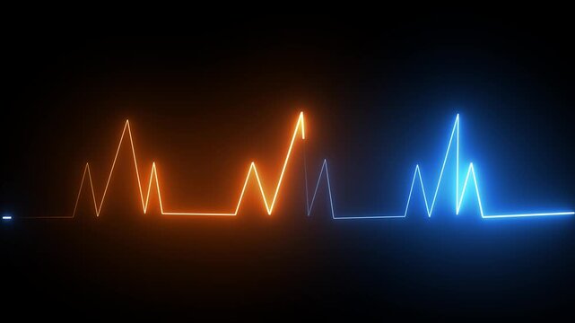 neon heartbeat cardiogram pulse animation abstract background,glowing neon heart beat icon animation on black background. Neon heartbeat icon ECG heartbeat signal icon animation, heartbeat pulse .4k v