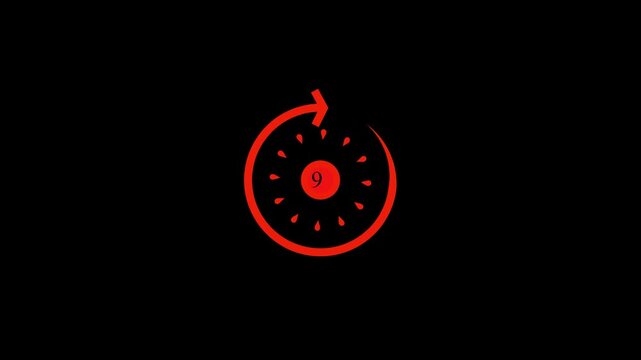 Countdown timer icon with number 25 inside circular arrow, white minimalist refresh symbol on black background representing time, waiting, loading