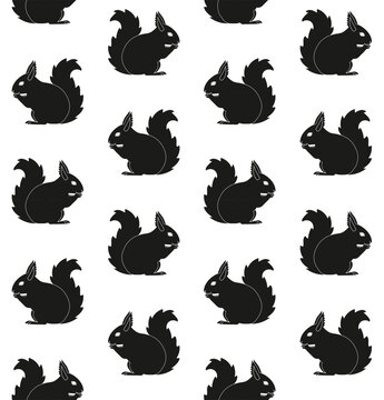 Vector seamless pattern of flat squirrel isolated on white background