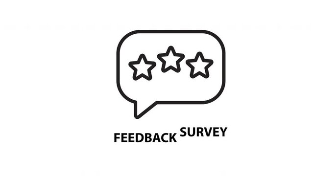 Feedback Survey Icon with Speech Bubble and Three Stars for Customer Review, Employee Evaluation and Service Rating Vector Line Illustration.