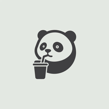Clean and Minimal Juice drinker Panda Logo.