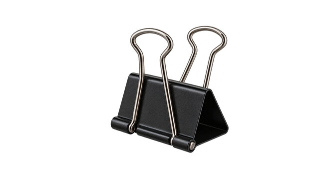 Black Binder Clip Isolated on Transparent Background