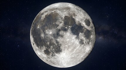 Obraz premium Detailed full moon with craters and maria