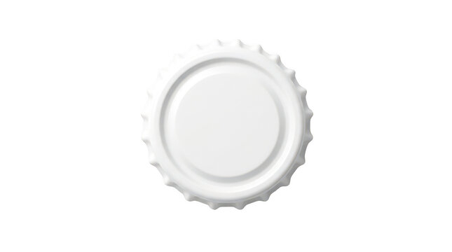 Blank white bottle cap isolated on transparent background