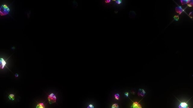 キラキラ輝くカラフルな宝石の枠の背景の動画
