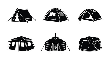 Collection of various tent silhouettes against a white background © Bellal