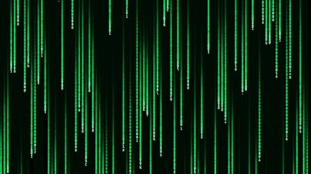 Digital Matrix Code Falling Rain Background