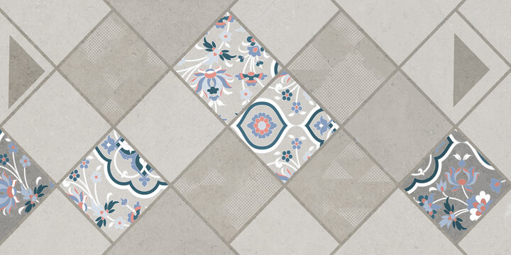 Ceramic decorative floor tiles pattern, vintage grey mosaic backsplash design, modern geometric porcelain tile texture for bathroom wall decorative surface