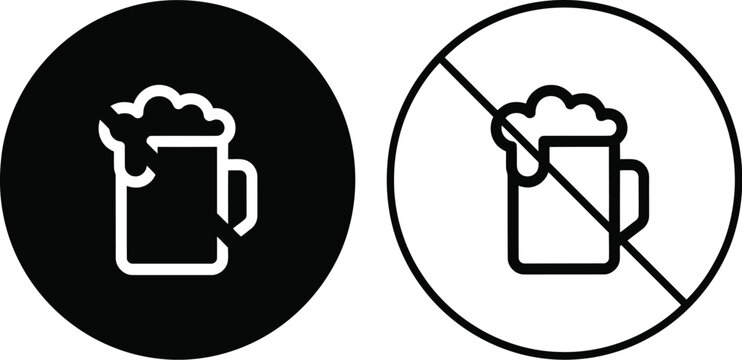Beer vector icon silhouette drink mug design element set