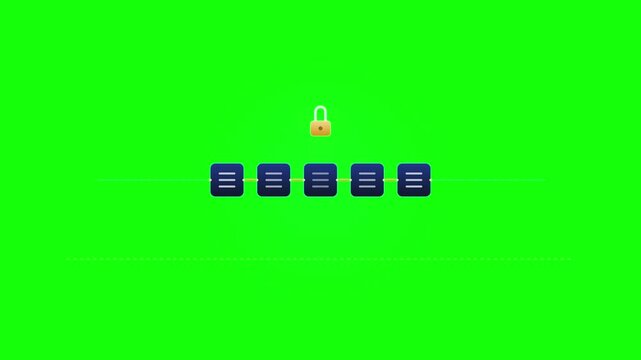 Digital code combination lock unlocking animation with green screen background, security password