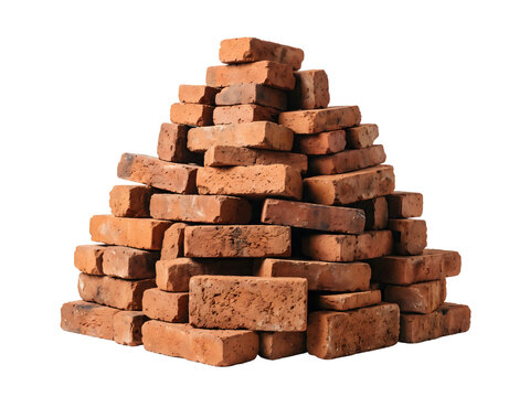 a stack of clay bricks on transparent background