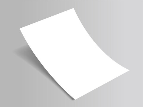 Blank A4 paper sheet mockup on grey background. Perfect for business branding, corporate identity, flyer, poster, or resume design presentation Vector illustration 
