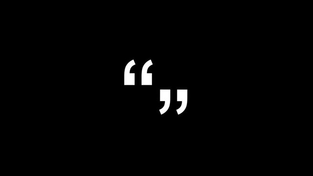 double quotation marks icon on black background,