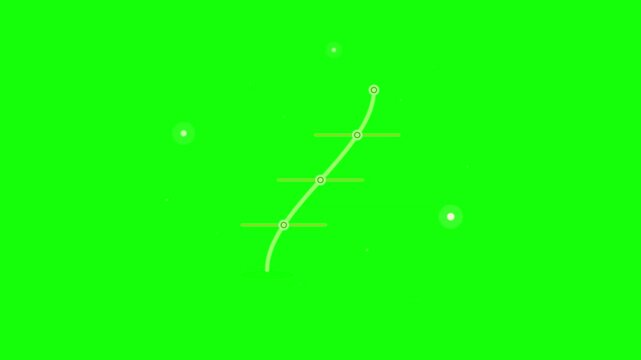 Animated line graph with glowing and dynamic path tracking on green screen background, chart analytics