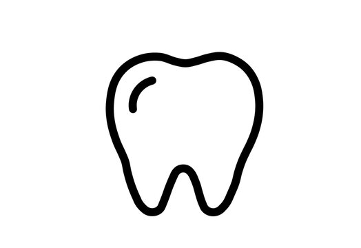 Tooth icon with a small shine mark in outline style