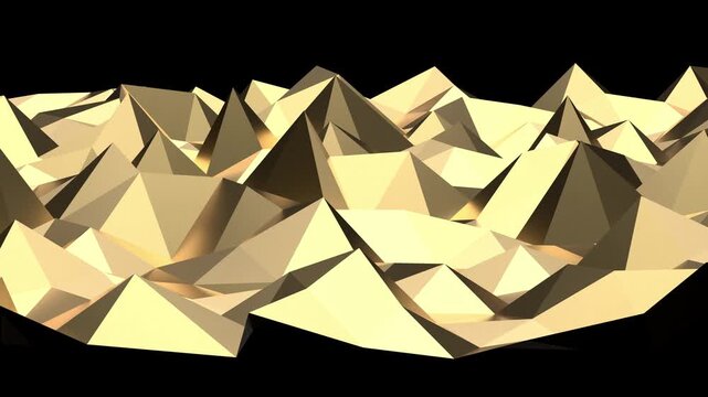 Abstract golden low poly geometric landscape background modern art