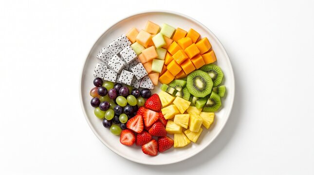 Fresh fruit pieces showcasing the natural geometry, vivid colors, and intricate textures hidden inside each fruit.