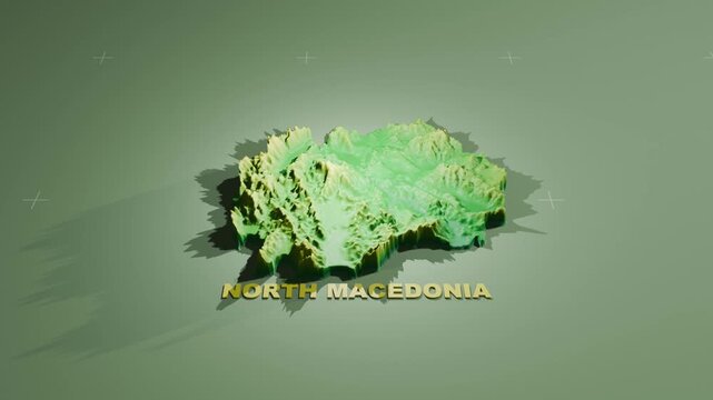 Detailed 3D Terrain and Elevation Map of North Macedonia