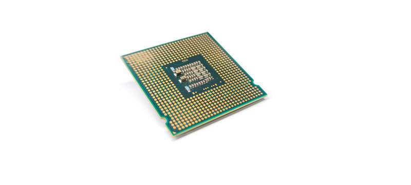 The CPU on a white background is a symbol of technological development.