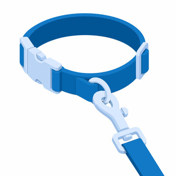 Blue Isometric Dog Collar and Leash with Buckle